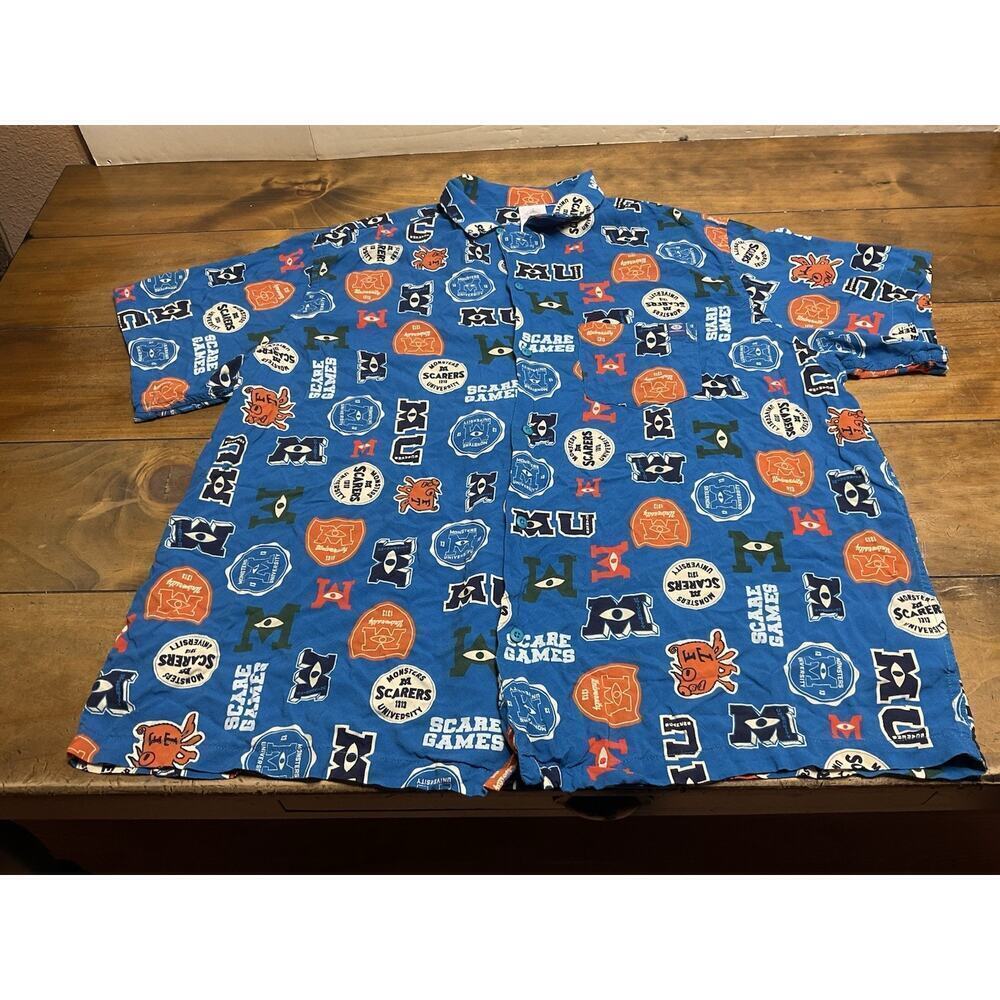 Disney Parks 2024 Monster University Pixar Button All Over Print Shirt Adult 2XL